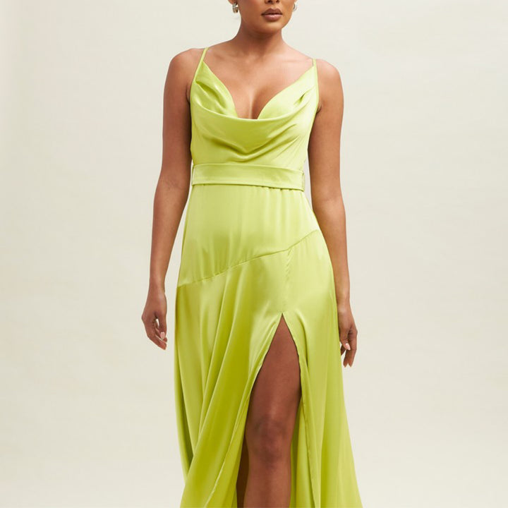 Satin split hem gown - Marian Style Boutique