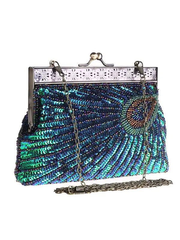 Urban Geometric Sequined Makeup Bag Handbag