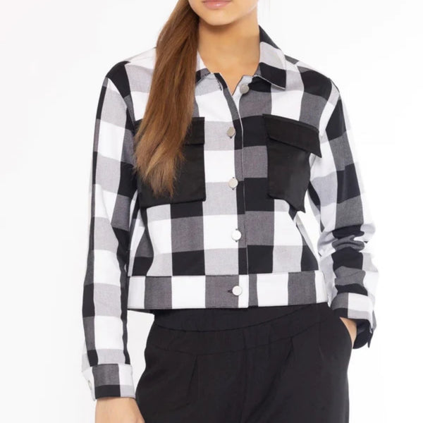Jacket - plaid black and white flannel Jacket - Marian Style Boutique