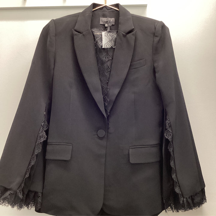 Lace Blazer Black - Marian Style Boutique
