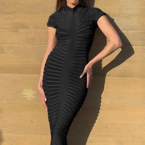 Dress-Chic Knit Dress - Slim Fit Summer Elegance - Marian Style Boutique