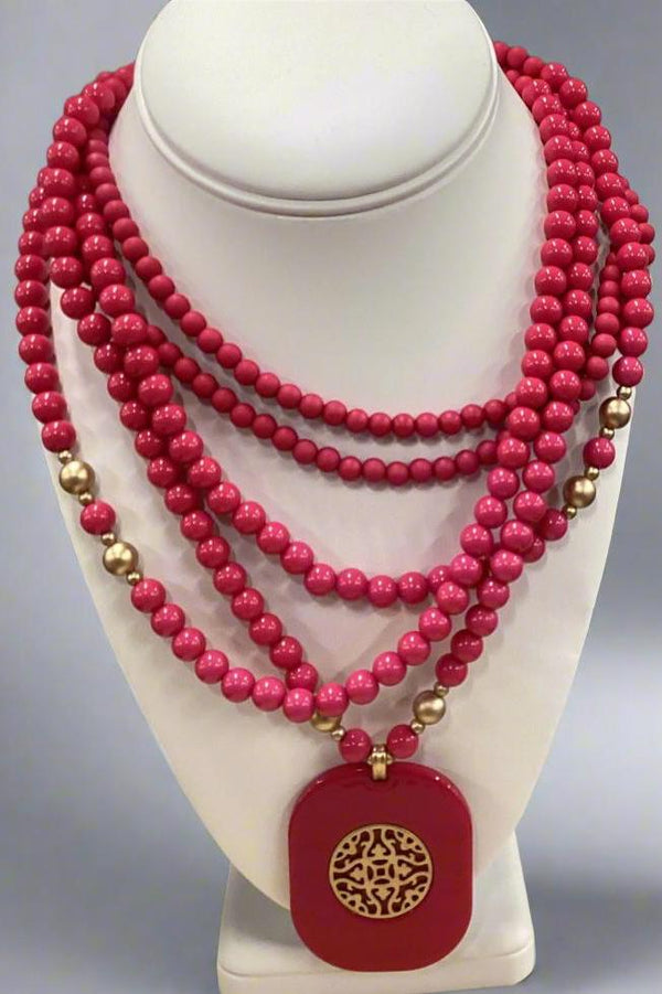 Necklace - hot pink - Marian Style Boutique
