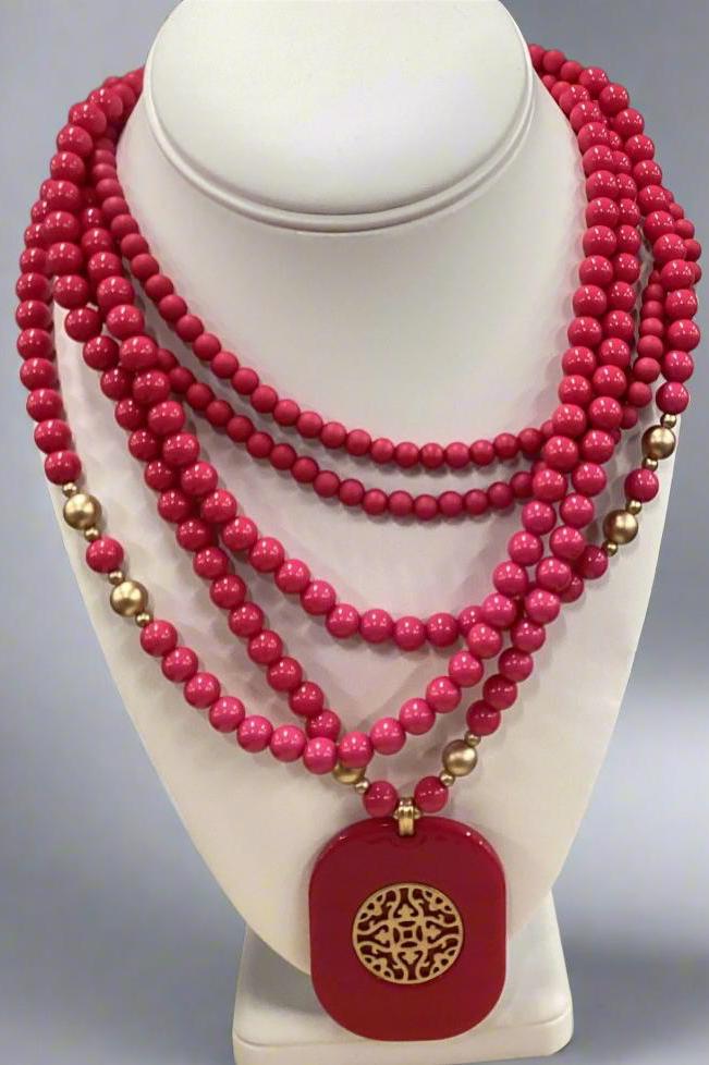 Necklace - hot pink - Marian Style Boutique