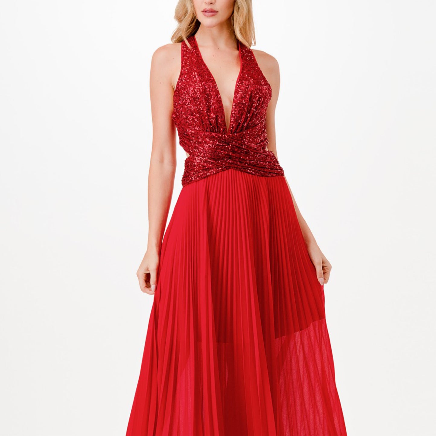 Formal Evening Dress - Sequins detail maxi dress