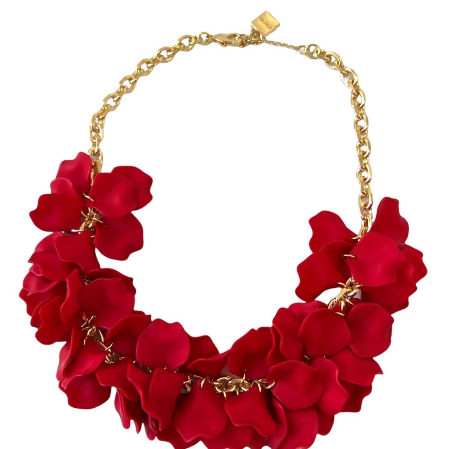 Necklace - Red flowers with gold chain