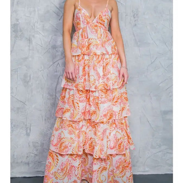 Dresses - A printed women maxi dress featuring cami top - Marian Style Boutique