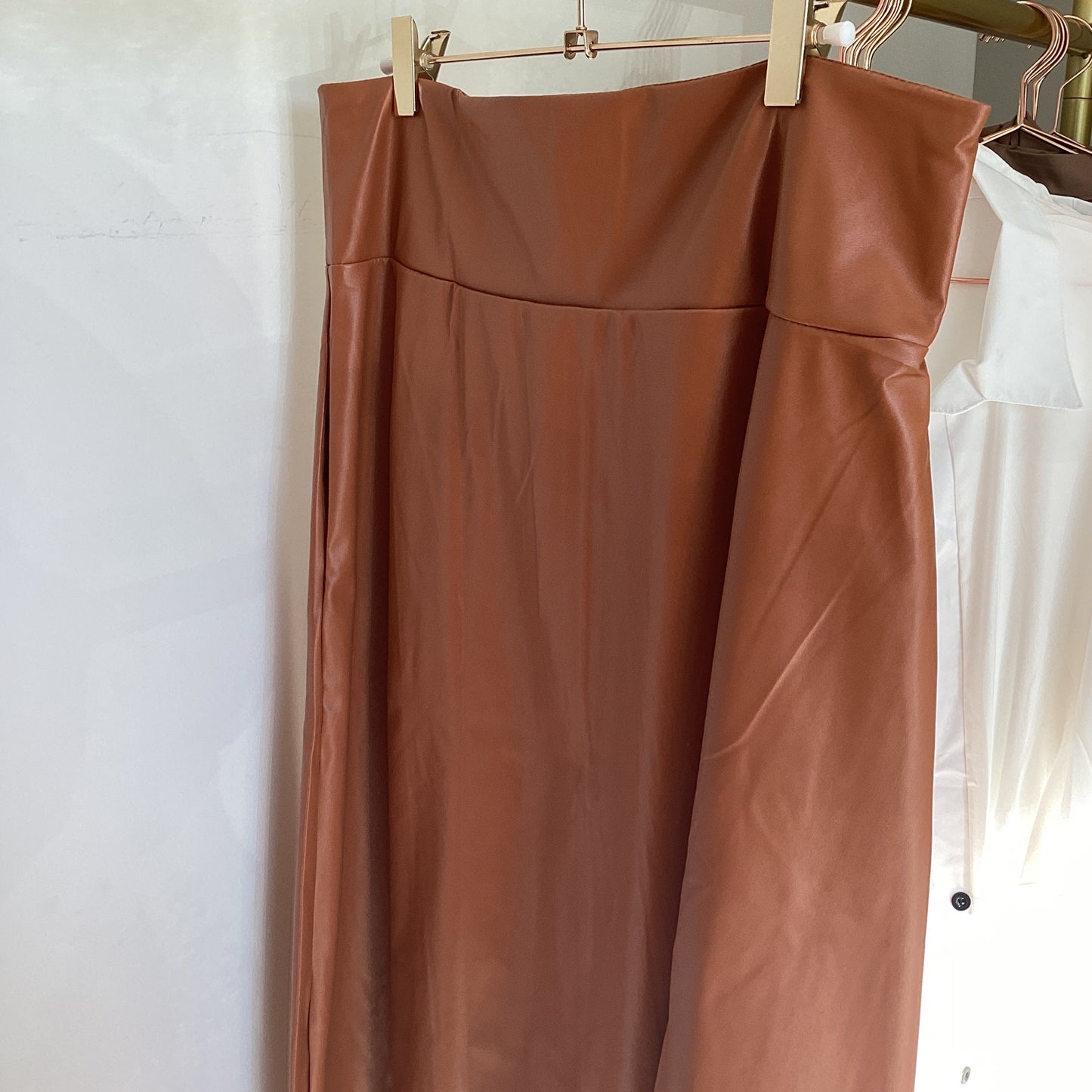 Skirt- Brown Leather High Slit Skirt