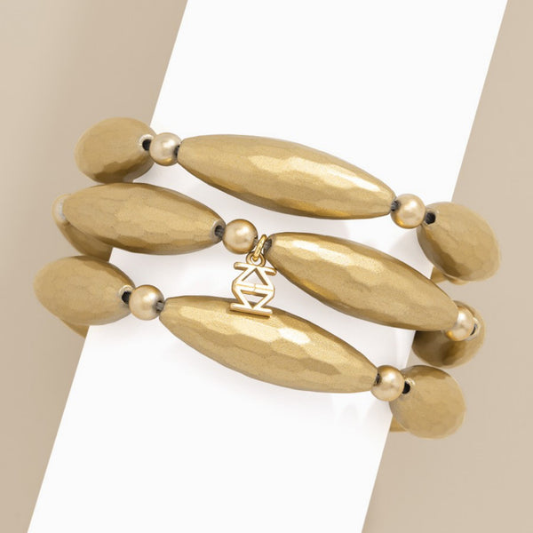 Bracelet- Gold Spindle Three Strand - Marian Style Boutique