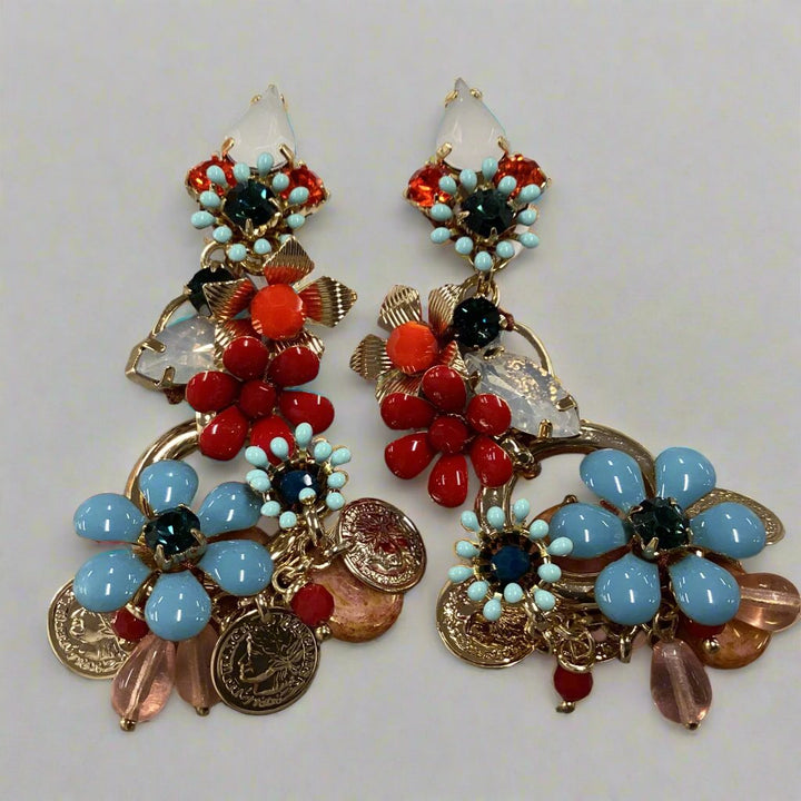 Earring- Light Blue Crystal Beads - Marian Style Boutique