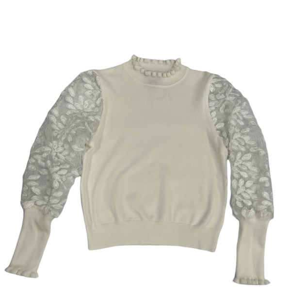 Sweater - White oraganza sleeve sweater - Marian Style Boutique