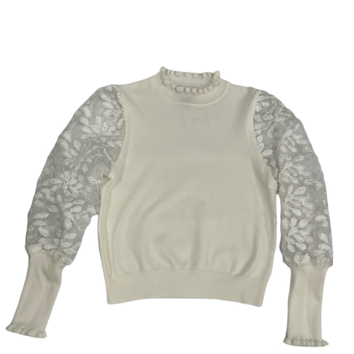 Sweater - White oraganza sleeve sweater - Marian Style Boutique