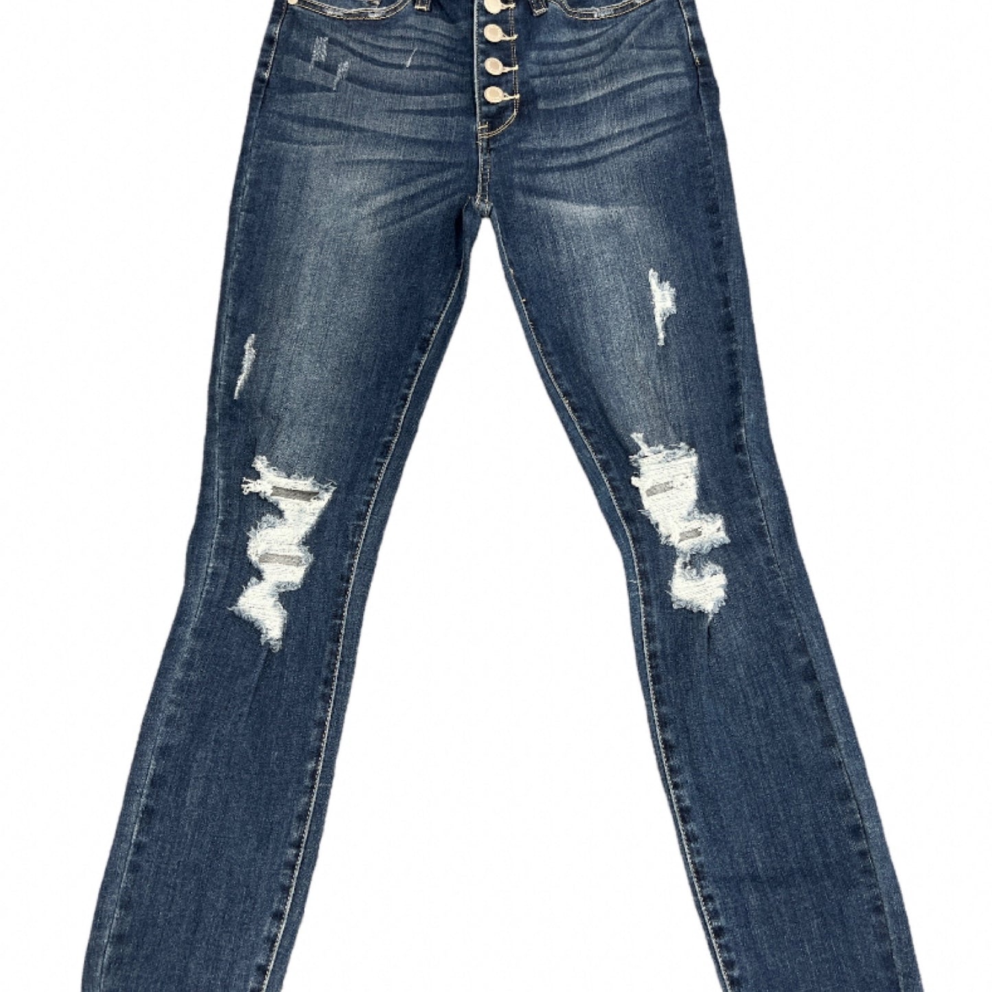 Jeans-Hi-Rise Button Fly Cuffed Skinny