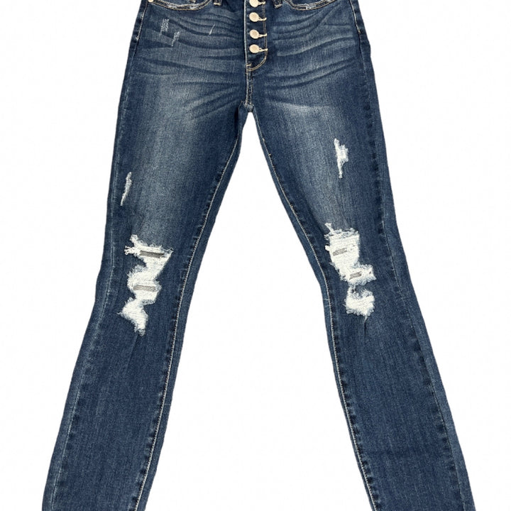 Jeans-Hi-Rise Button Fly Cuffed Skinny - Marian Style Boutique