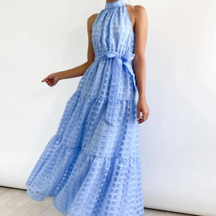 Women's Regular Dress Bohemian Standing Collar Patchwork Sleeveless Solid Color Maxi Long Dress Daily - Marian Style Boutique