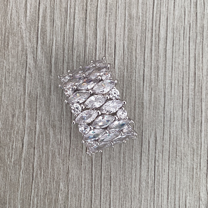 Thick ring composed of marquise and round crystals clear - Marian Style Boutique