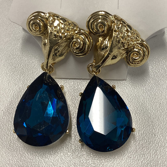 Ram drop earrings-blue