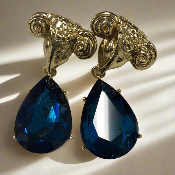 Ram drop earrings-blue - Marian Style Boutique