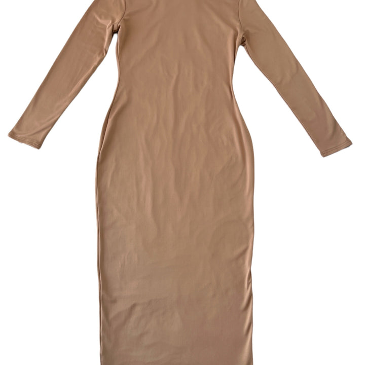 Dress- Taupe turtleneck long sleeved - Marian Style Boutique