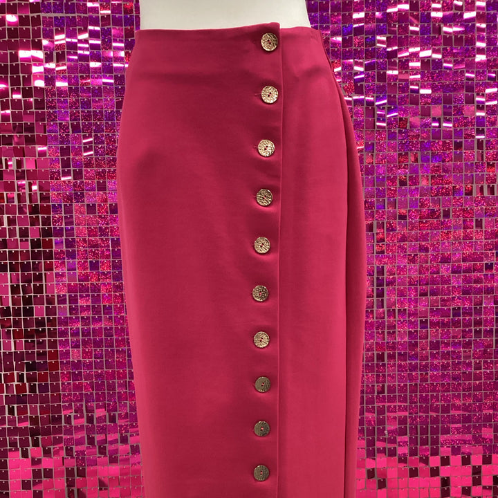 Skirt- Pink Skirt with buttons on the side - Marian Style Boutique