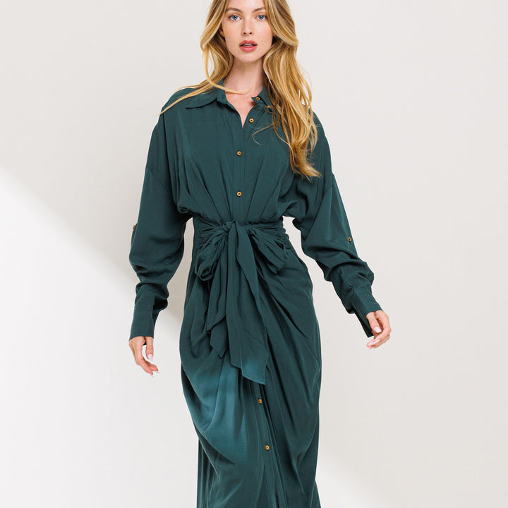 Long sleeve button down mini dress - Marian Style Boutique