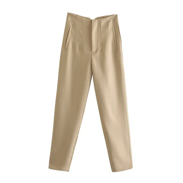 Women's Street Streetwear Solid Color Ankle-length Zipper Patchwork Casual Pants - Marian Style Boutique