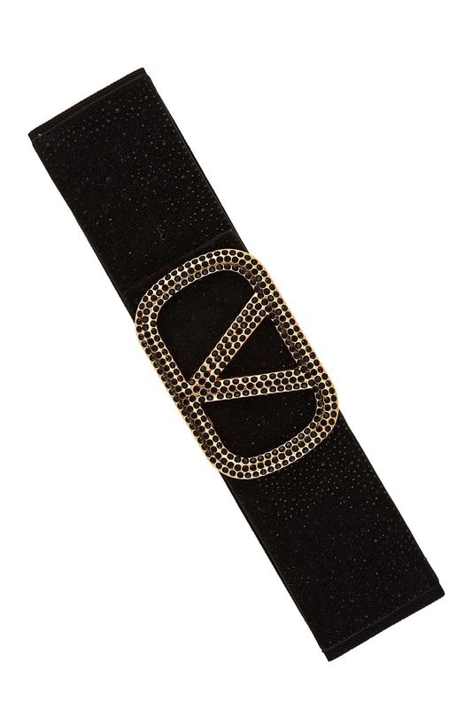 Rhinestone V Buckle Elastic Belt - Marian Style Boutique