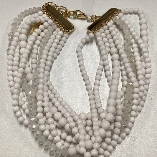 Necklace- White Multi Strand Short Collar