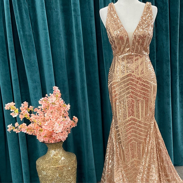 Formal evening dress - Cocktail- Gold Mermaid dress - Marian Style Boutique