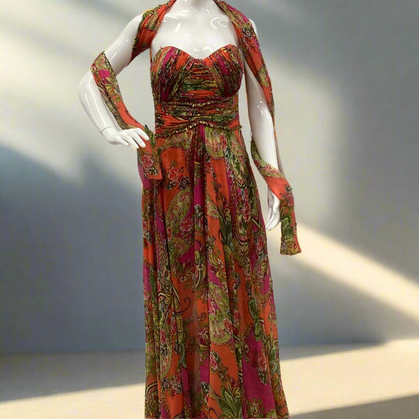 Orange flowers maxi dress - Marian Style Boutique