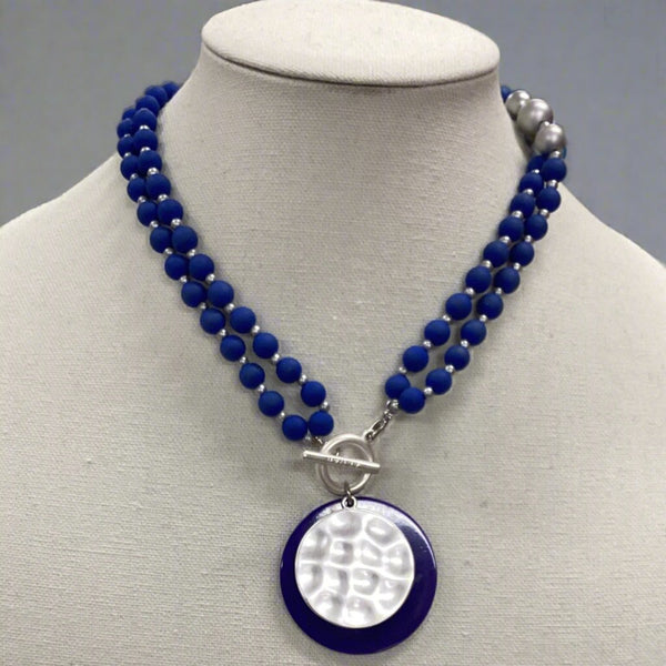 Necklace- Blue Colbat Long Beaded - Marian Style Boutique