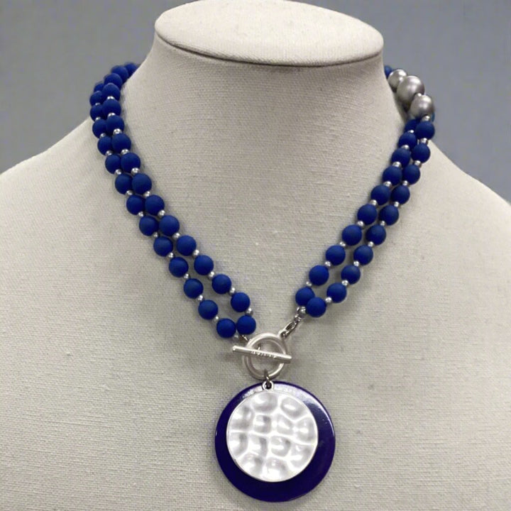 Necklace- Blue Colbat Long Beaded - Marian Style Boutique
