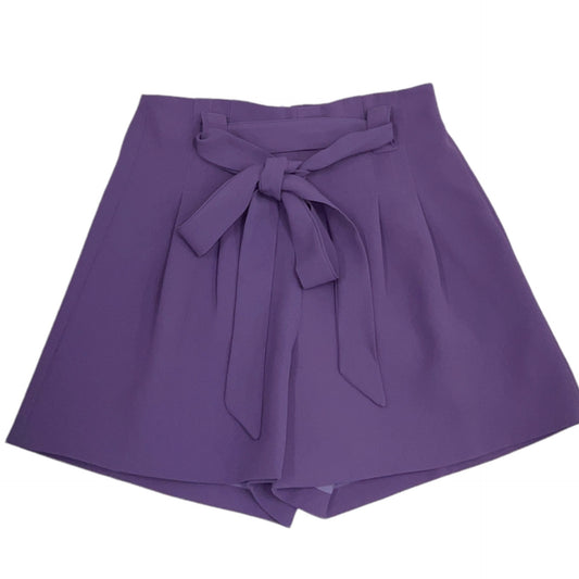 Shorts - Violet High waist paperbag belt