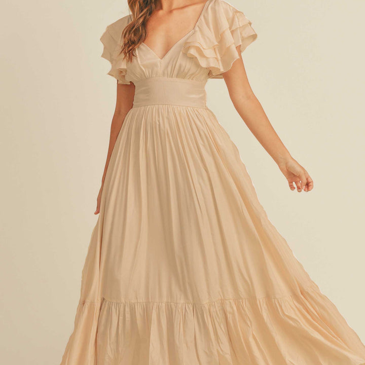 Ruffle sleeve tiered maxi dress - Marian Style Boutique