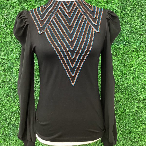 Blouses - Black chiffon blouse - Marian Style Boutique