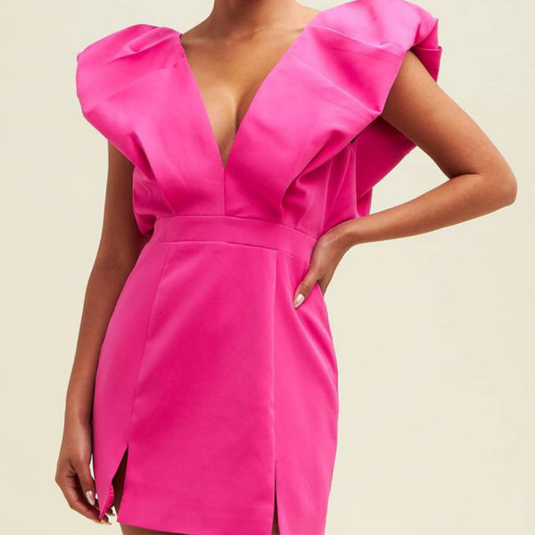 Women puff sleeve open back dress - Marian Style Boutique