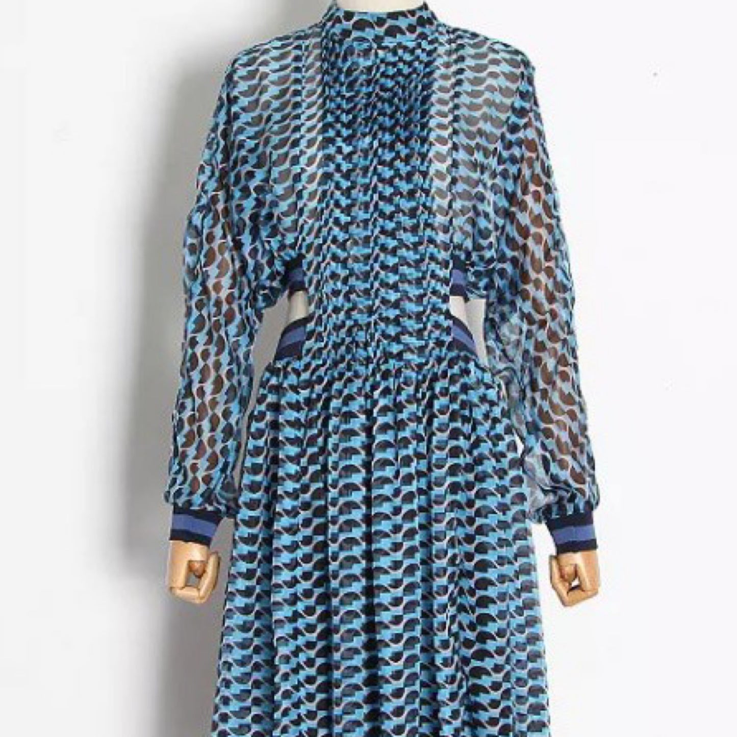 Dresses - attach Dress- blue old fashioned dress  ruffled sleeves  ruffled dress skirt attached