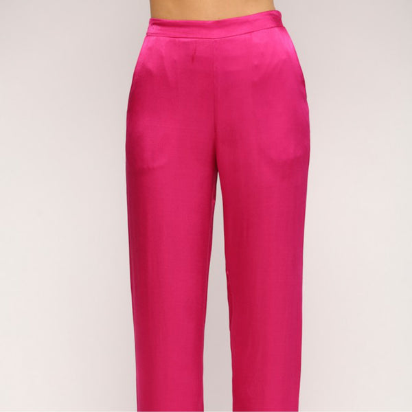 Solid satin wide leg pants - Marian Style Boutique