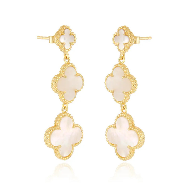 Mother of Pearl Shamrock Danglers - Marian Style Boutique