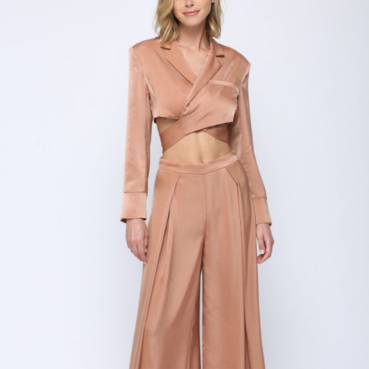 Taylor end wrap tie crop blazer / pants