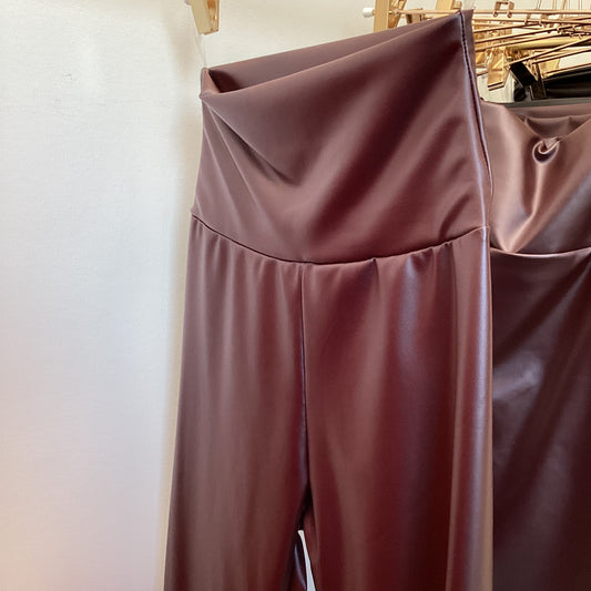 Burgundy High Waisted leather leggings