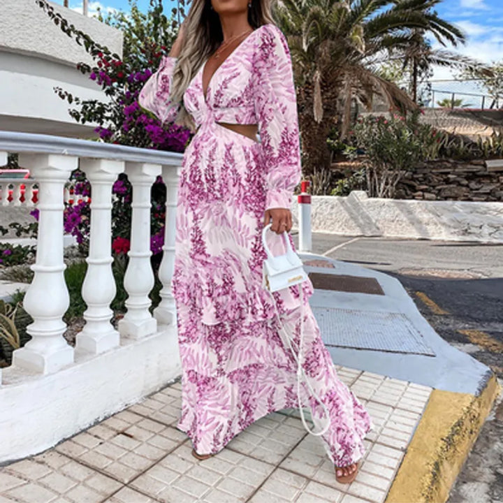 Dresses - attach Dress- white and pink ruffled bottom dress - Marian Style Boutique