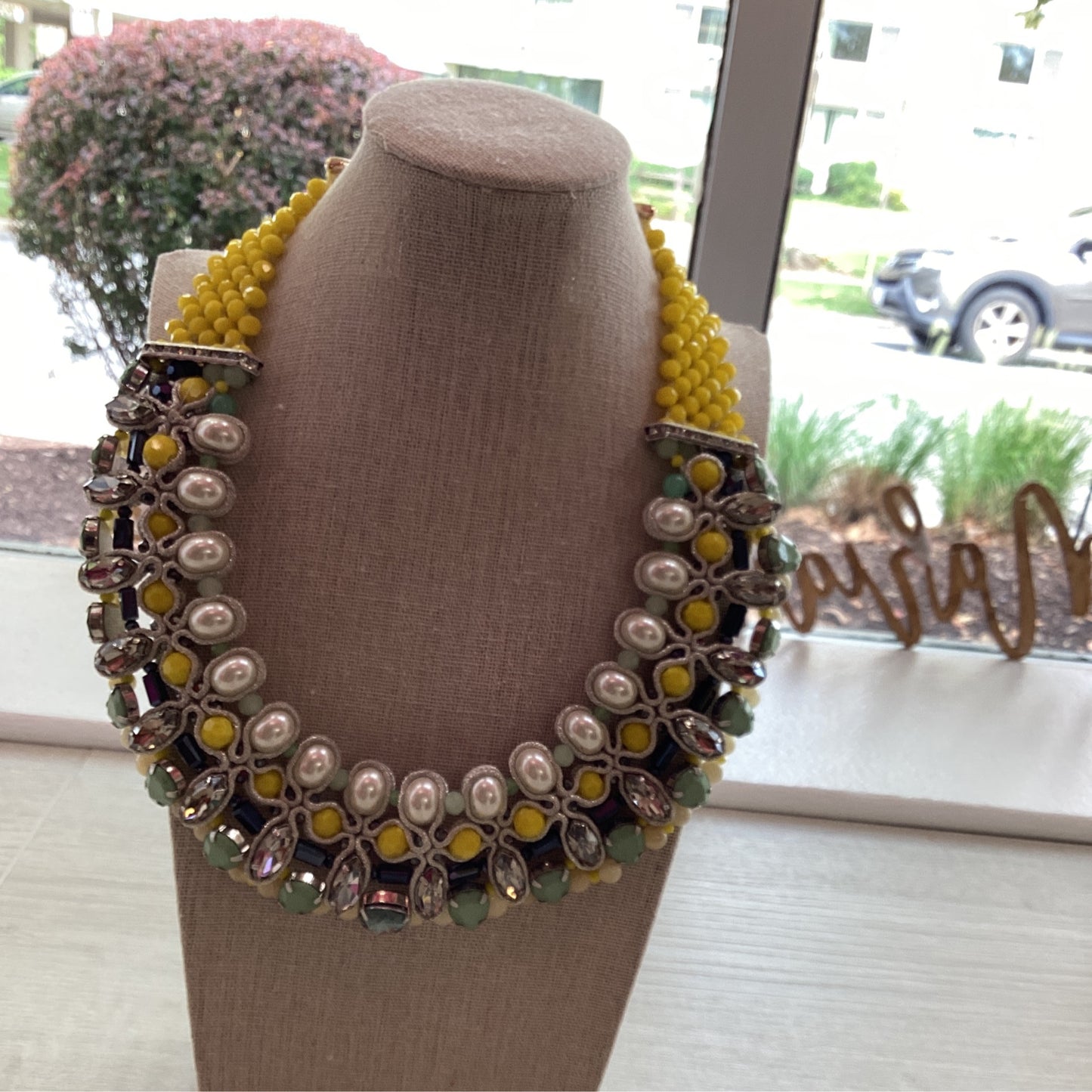 Necklace- Yellow Beaded Collar