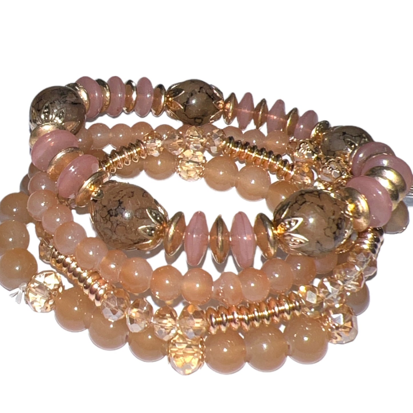 Bracelet - Peach pink with gold