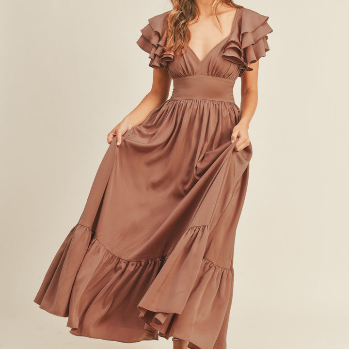 Ruffle sleeve tiered maxi dress - Marian Style Boutique