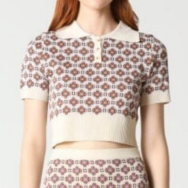 Floral pattern knit crop - Marian Style Boutique