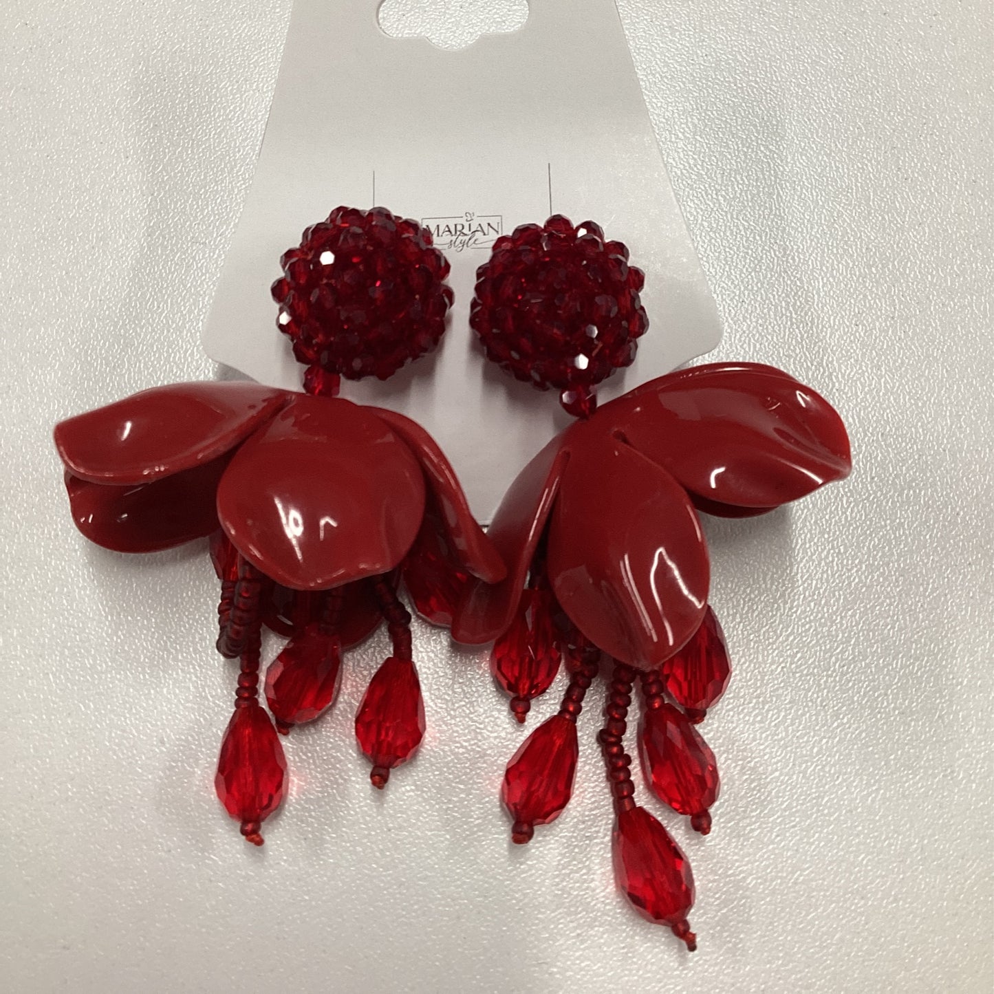 Red-Hand made Crystal Petal Drop