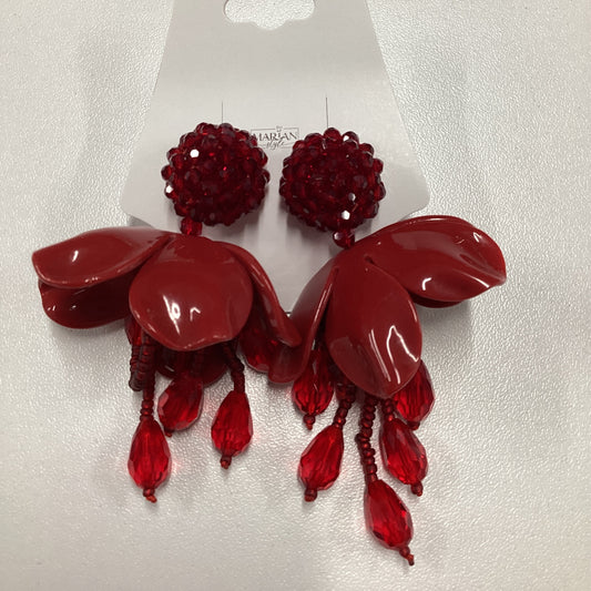 Red-Hand made Crystal Petal Drop