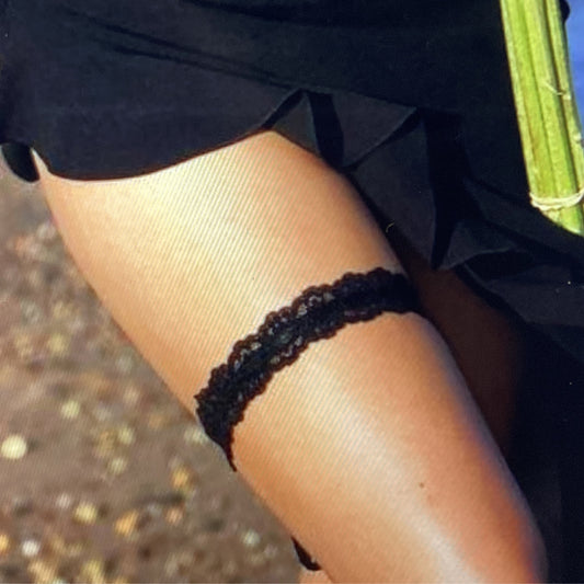 Black lace luxe leg garter