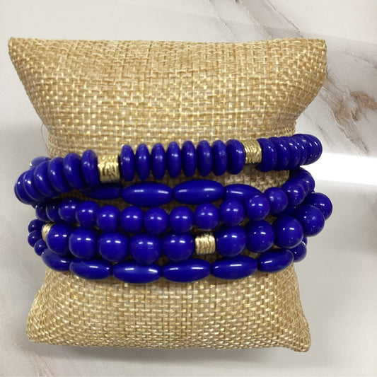 Cobalt Beaded Layer Bracelet blue and Gold