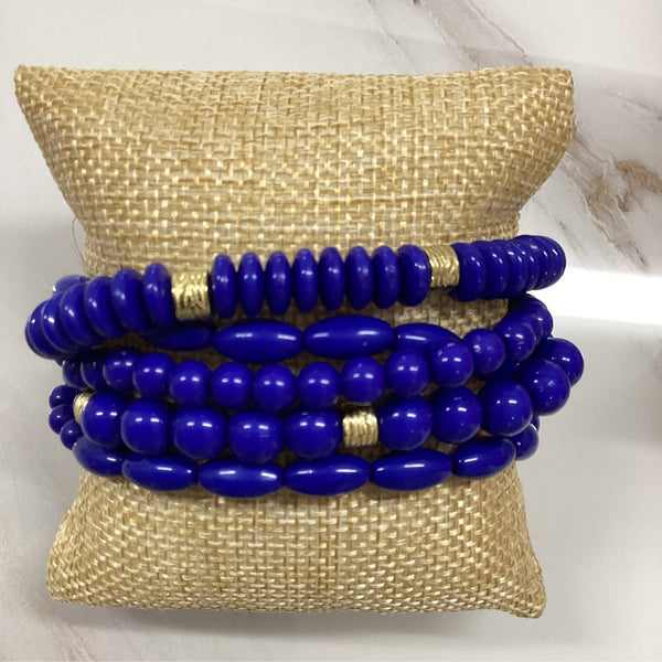 Cobalt Beaded Layer Bracelet blue and Gold - Marian Style Boutique